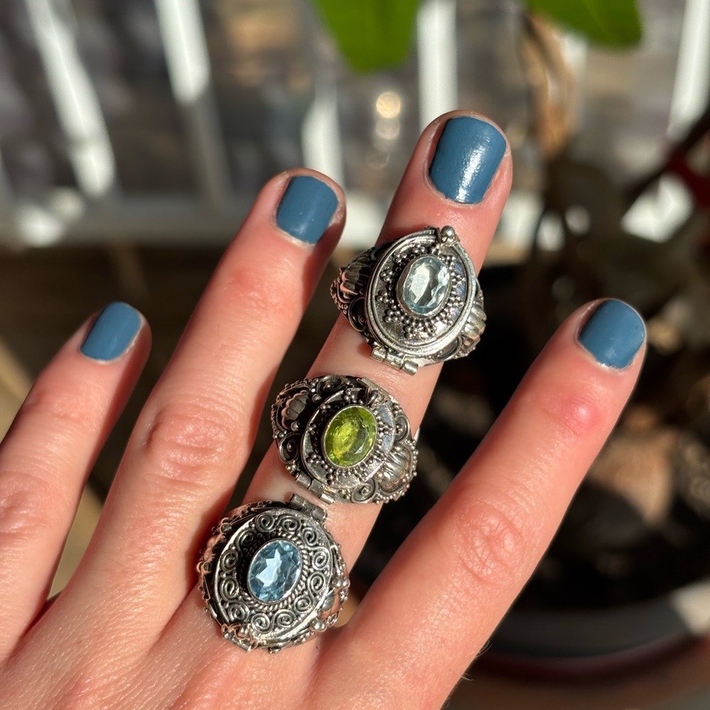 Poison Rings with Gemstones and Sterling Silver .925 Rings